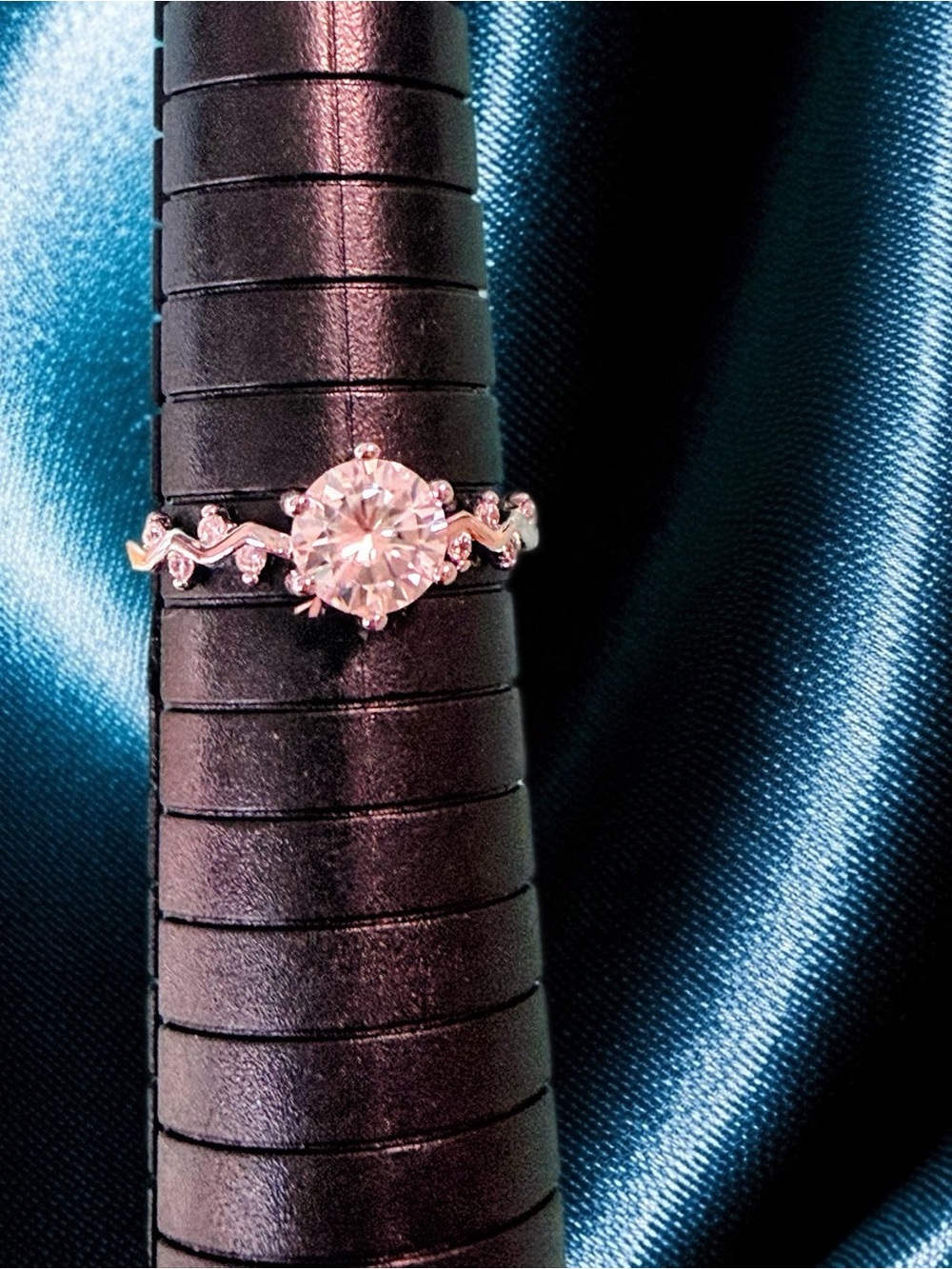 White Gold filled Solitaire Moissanite Engagement Ring with Twisted Band